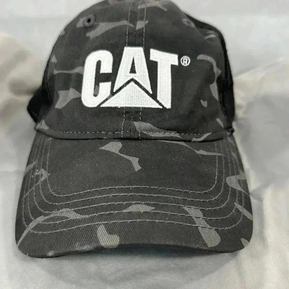 Cat Caterpillar Tractor Gray Camo Mens Hat - Picture 1 of 4